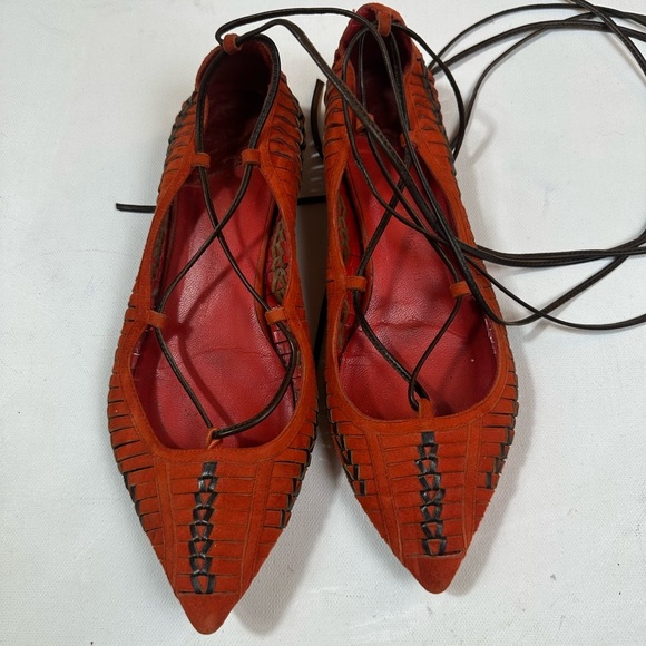 Daniele Michetti Lace-up Suede Braided Flats - Picture 2 of 4